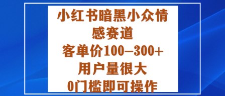 小红书暗黑小众情感赛道，客单价100-300+用户量很大，0门槛即可操作-课程网