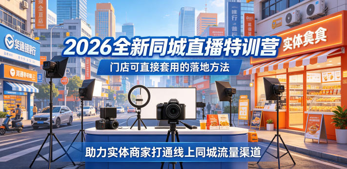 2026全新同城直播特训营，门店可直接套用的落地方法，助力实体商家打通线上同城流量渠道-课程网