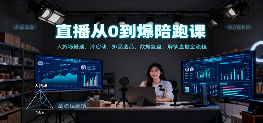 直播从0到爆陪跑课：人货场搭建，冷启动，排品选品，数据复盘，解锁直播全流程-课程网