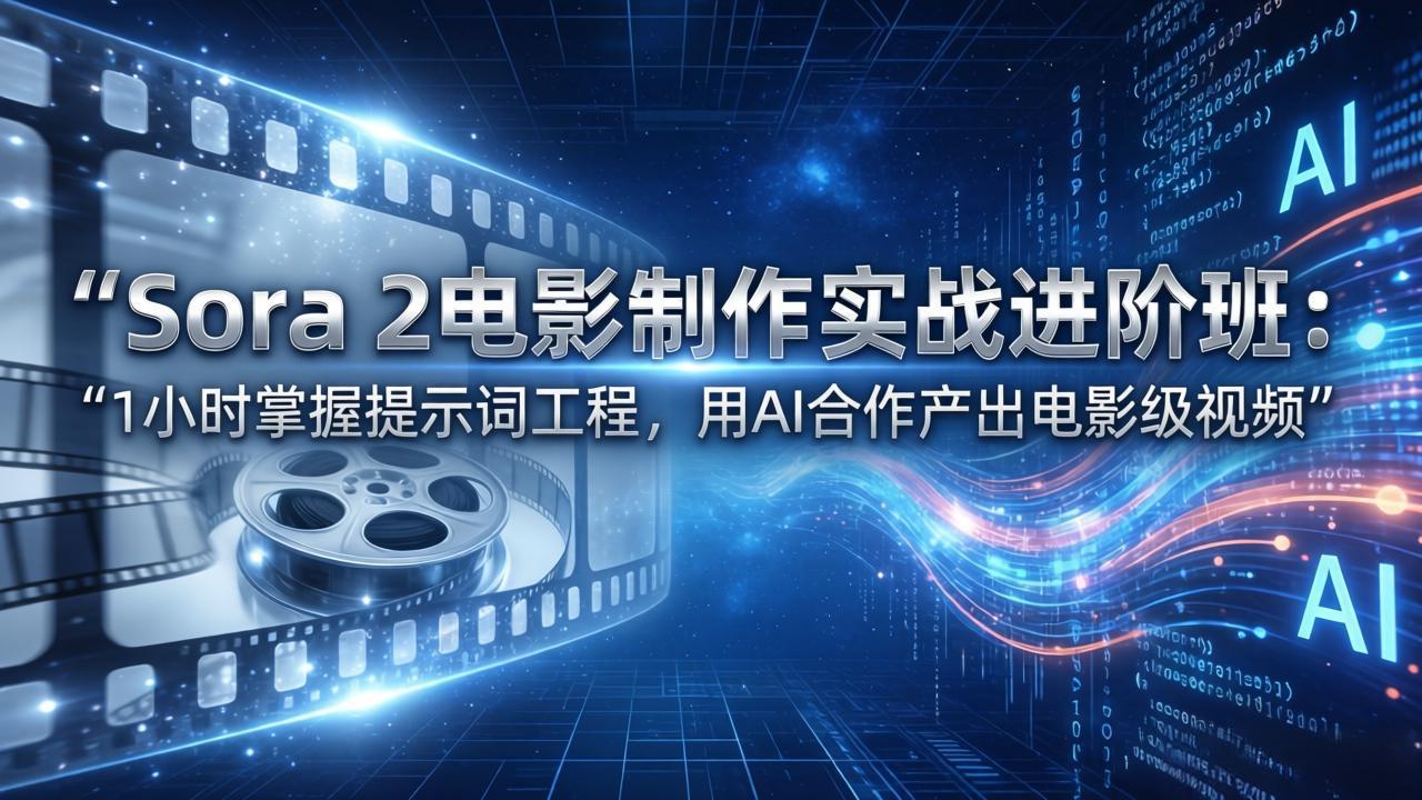 Sora 2电影制作实战进阶班：1小时掌握提示词工程，用AI合作产出电影级视频-课程网