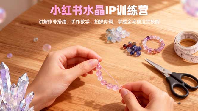 小红书水晶IP训练营，讲解账号搭建、手作教学、拍摄剪辑，全流程运营技能-课程网