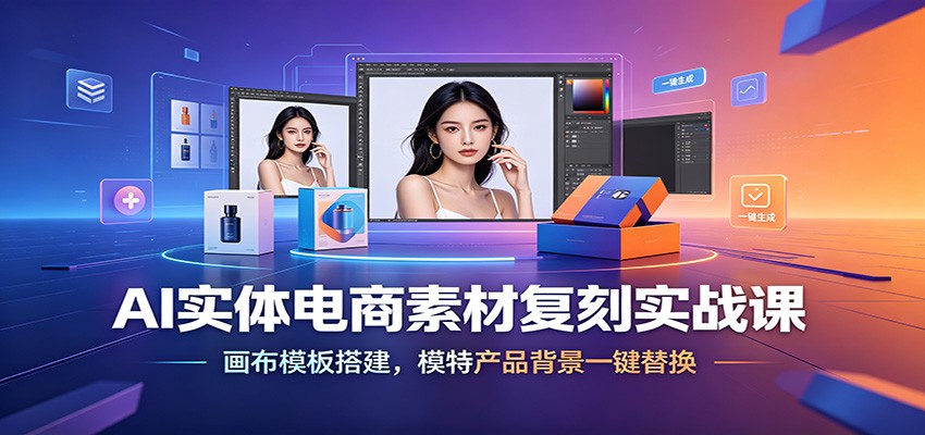 AI实体电商素材复刻实战课：画布模板搭建，模特产品背景一键替换-课程网