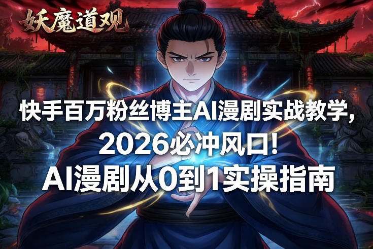 快手百万粉丝博主AI漫剧实战教学，2026必冲风口！AI漫剧从0到1实操指南-课程网