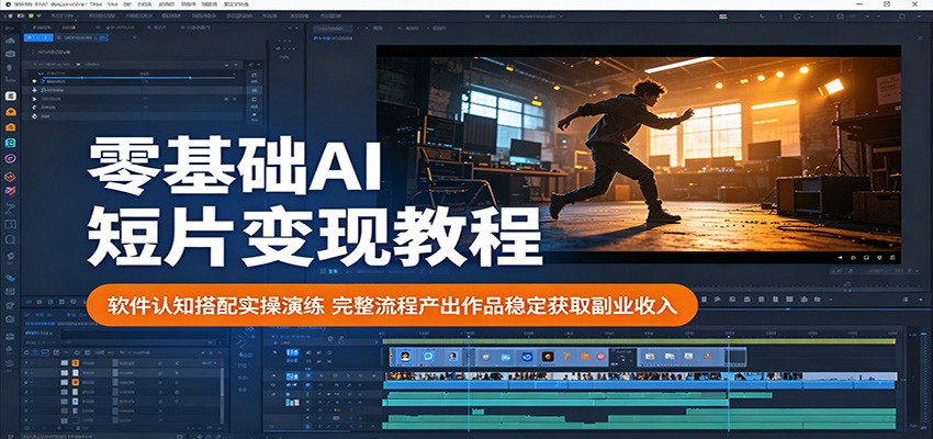 零基础AI短片变现教程：软件认知搭配实操演练，完整流程产出作品稳定获取副业收入-课程网