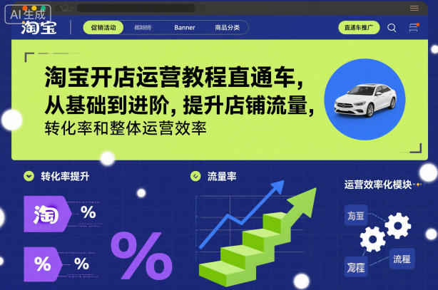 淘宝开店运营教程直通车，从基础到进阶，提升店铺流量，转化率和整体运营效率（更新26年3月24日）-课程网