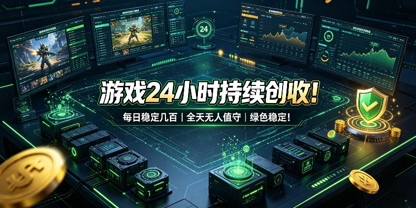 游戏24小时持续创收！每日稳定几百，全天无人值守，绿色稳定！【揭秘】-课程网