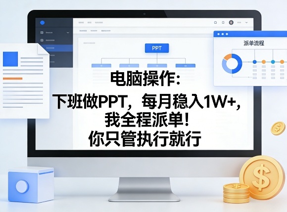 电脑操作：下班做PPT，每月稳入1W+，我全程派单！你只管执行就行【揭秘】-课程网