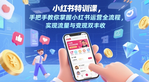 小红书特训课，手把手教你掌握小红书运营全流程，实现流量与变现双丰收-课程网