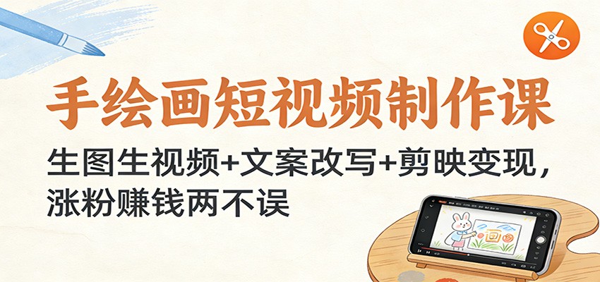 手绘画短视频制作课：生图生视频+文案改写+剪映变现，涨粉赚钱两不误-课程网