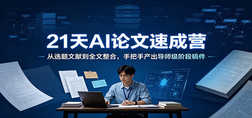 21天AI论文速成营：从选题文献到全文整合，手把手产出导师级阶段稿件-课程网