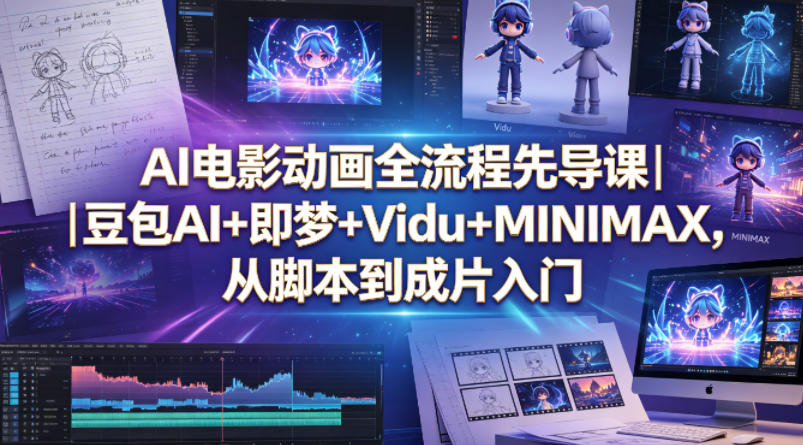 AI电影动画全流程先导课｜豆包AI+即梦+Vidu+MINIMAX，从脚本到成片入门-课程网