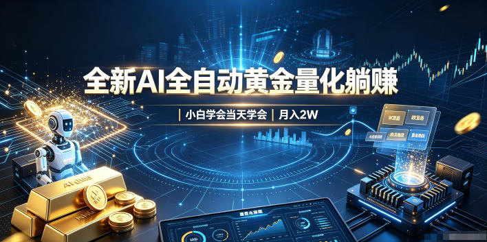 全新AI全自动黄金量化躺賺：小白学会当天学会，月入2W！【揭秘】-课程网