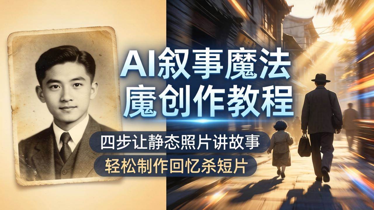 （18208期）AI叙事魔法创作教程，四步让静态照片讲故事，老照片修复加动态特效，轻松制作回忆杀短片-课程网
