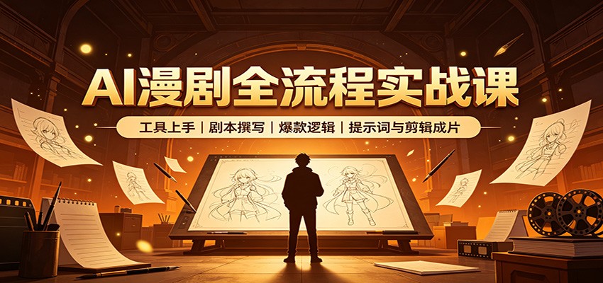 AI漫剧全流程实战课：工具上手、剧本撰写、爆款逻辑、提示词与剪辑成片-课程网