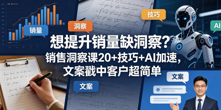 想提升销量缺洞察？销售洞察课20+技巧+AI加速，文案戳中客户超简单【原创双语字幕】-课程网