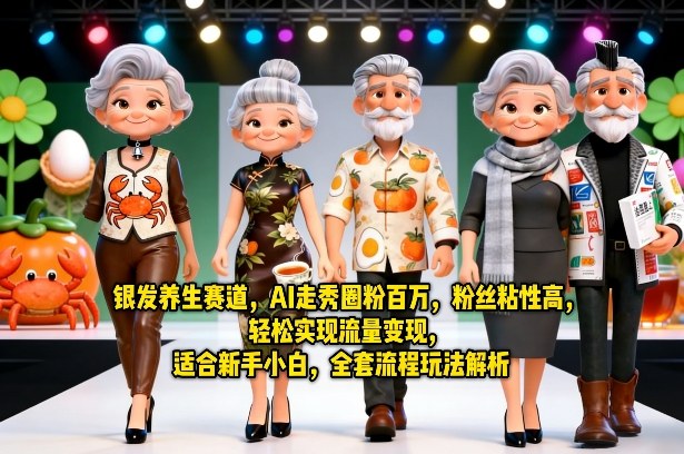 银发养生赛道，AI走秀圈粉百万，粉丝粘性高，轻松实现流量变现，适合新手小白，全套流程玩法解析-课程网