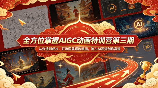 全方位掌握AIGC动画特训营第三期，从分镜到成片，打造国风爆款动画，抢占AI视觉创作赛道红利-课程网
