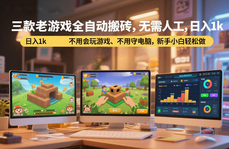 三款老游戏全自动搬砖，无需人工，日入1k，不用会玩游戏、不用守电脑，新手小白轻松做【揭秘】-课程网