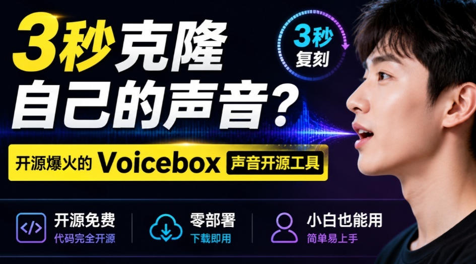3秒克隆自己的声音？开源爆火的Voicebox声音开源工具，实测体验超好，零部署小白也能直接用-课程网
