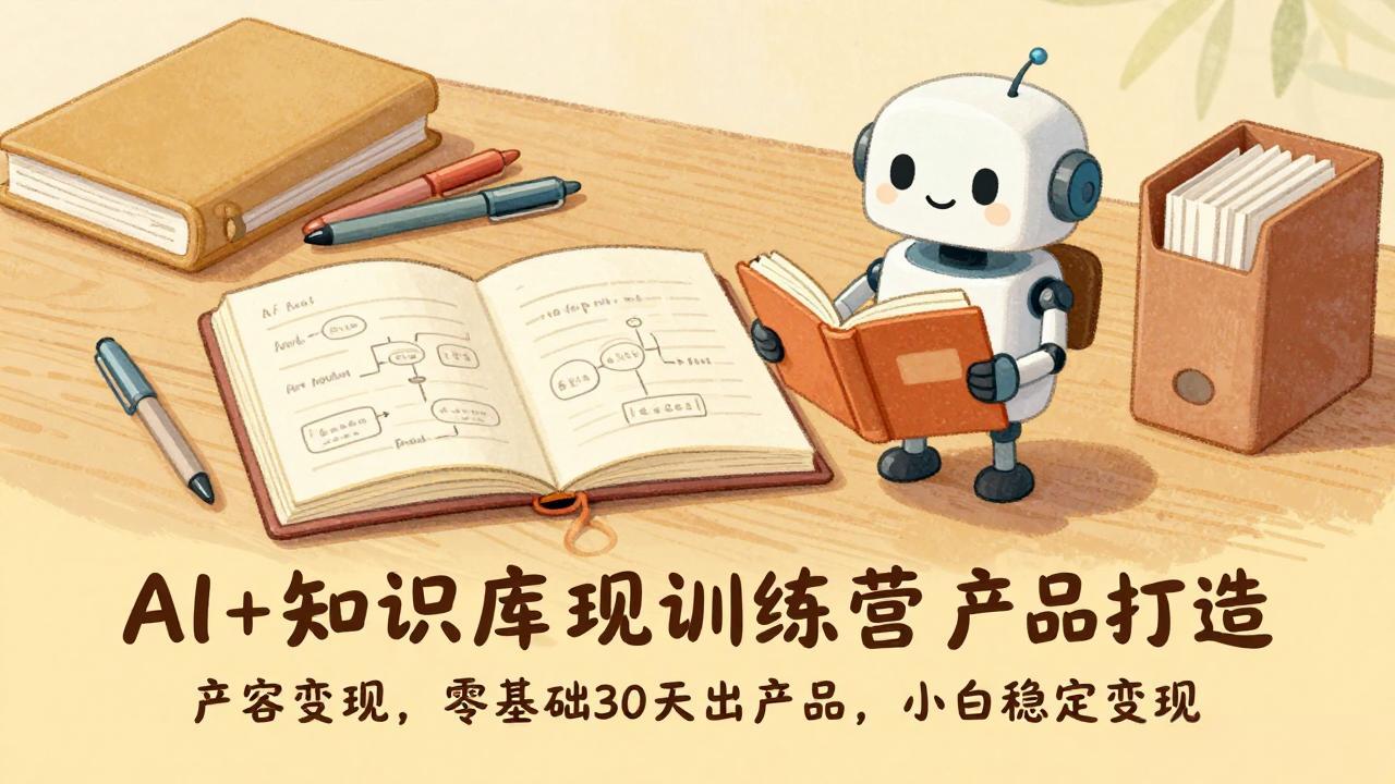 AI+知识库变现训练营，产品打造、内容创作、全平台变现，零基础30天出产品，小白稳定变现-课程网