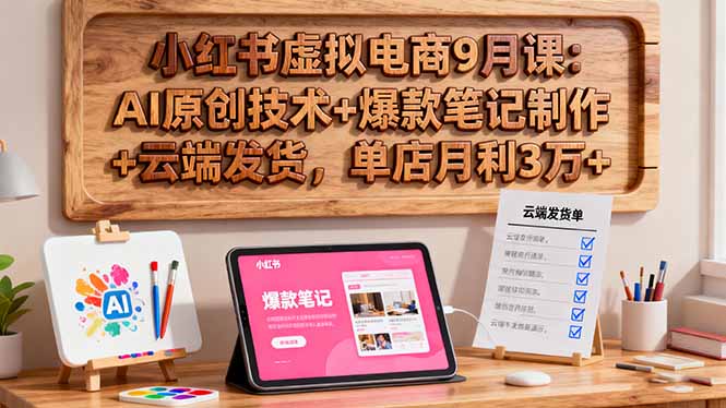 小红书虚拟电商9月课：AI原创技术+爆款笔记制作+云端发货，单店月利3万+-课程网