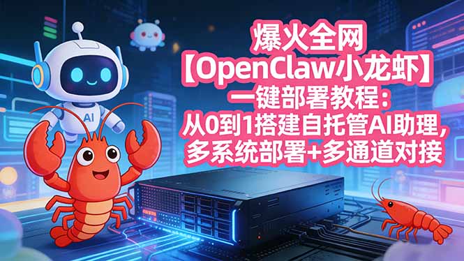 爆火全网【OpenClaw 小龙虾】一键部署教程：从0到1搭建自托管AI助理，多系统部署+多通道对接-课程网