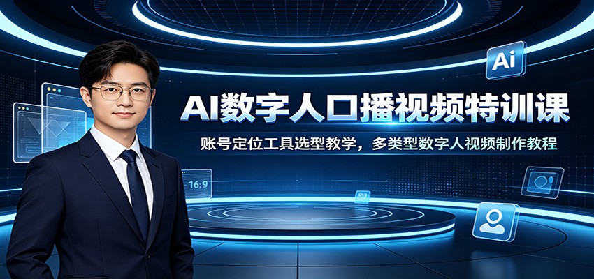 AI数字人口播视频特训课：账号定位工具选型教学，多类型数字人视频制作教程-课程网