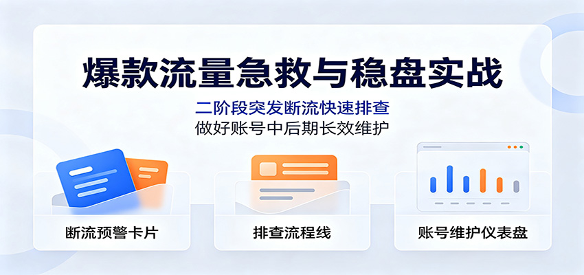 爆款流量急救与稳盘实战：二阶段突发断流快速排查，做好账号中后期长效维护-课程网