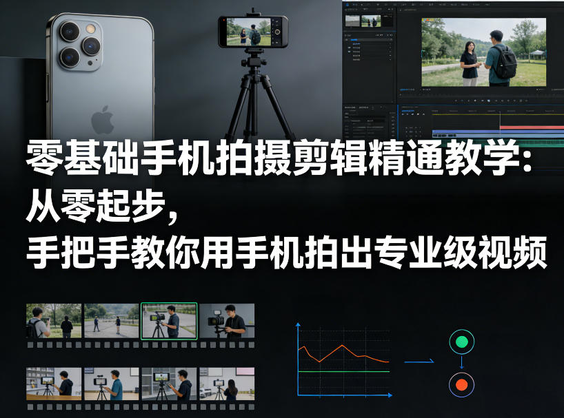 零基础手机拍摄剪辑精通教学：从零起步，手把手教你用手机拍出专业级视频-课程网