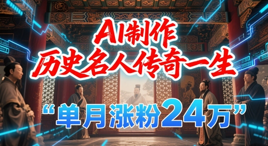 暴力起号！用AI制作历史名人传奇一生，单月涨粉24W，涨粉+变现赛道黑马来了-课程网