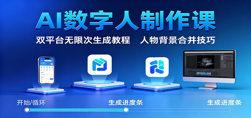 AI数字人制作课：双平台无限次生成教程，人物背景合并技巧-课程网