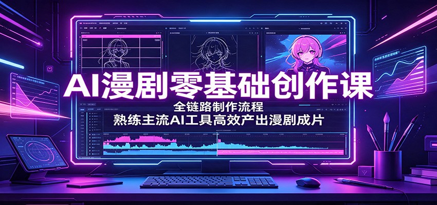 AI漫剧零基础创作课：全链路制作流程，熟练主流AI工具高效产出漫剧成片-课程网