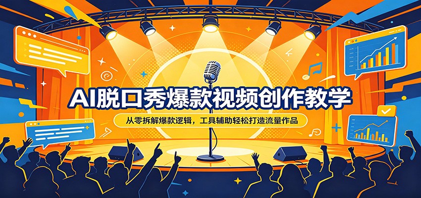 AI脱口秀爆款视频创作教学：从零拆解爆款逻辑，工具辅助轻松打造流量作品-课程网