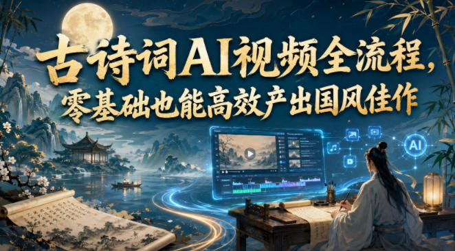 古诗词AI视频全流程，零基础也能高效产出国风佳作-课程网
