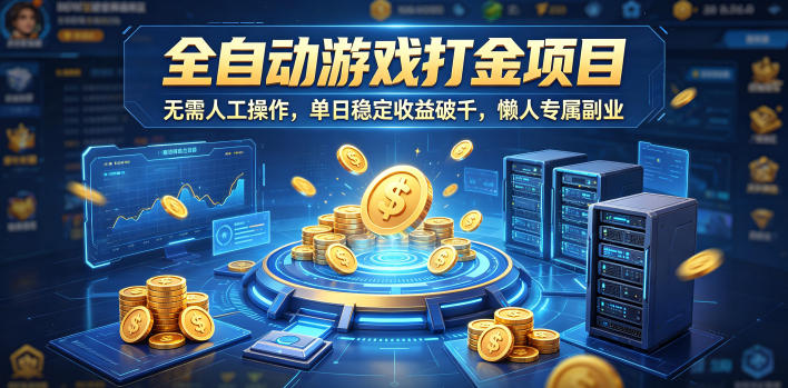 全自动游戏打金项目，无需人工操作，单日稳定收益破千，懒人专属副业【揭秘】-课程网