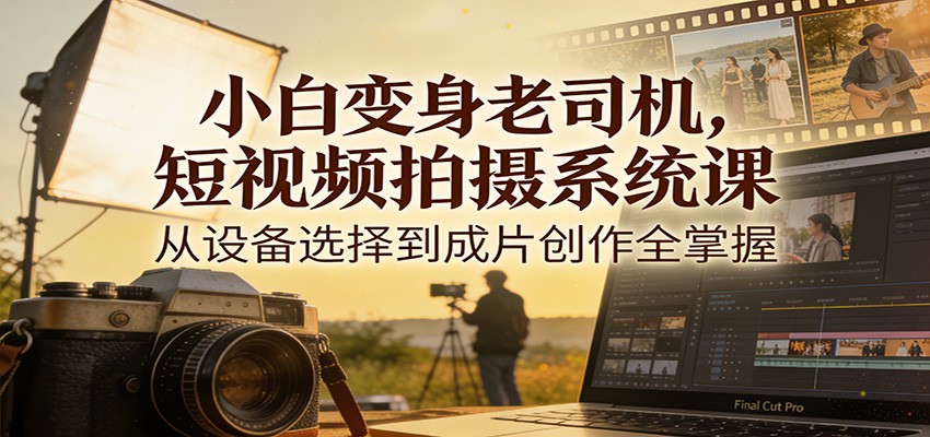 小白变身老司机，短视频拍摄系统课，从设备选择到成片创作全掌握-课程网