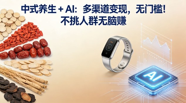中式养生+AI：多渠道变现，无门槛，不挑人群无脑賺-课程网