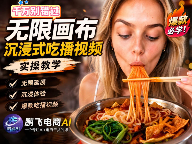 保姆级教程｜用AI无线画布做沉浸式吃播，3步直接出片，无线画布工作流，操作简单好上手-课程网