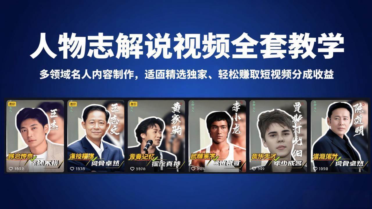 （18205期）人物志解说视频全套教学，多领域名人内容制作，适配精选独家，轻松赚取短视频分成收益-课程网