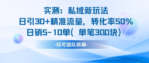 实测私域新玩法日引30加精准流量转化率50%日销5-10单每笔3张-课程网