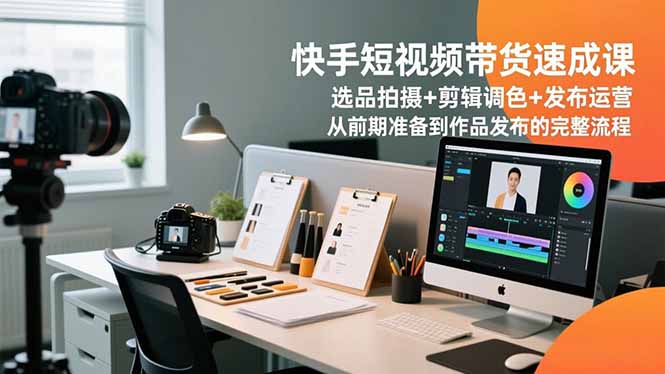 快手短视频带货速成课，选品拍摄+剪辑调色+发布运营，从前期准备到作品发布的完整流程-课程网
