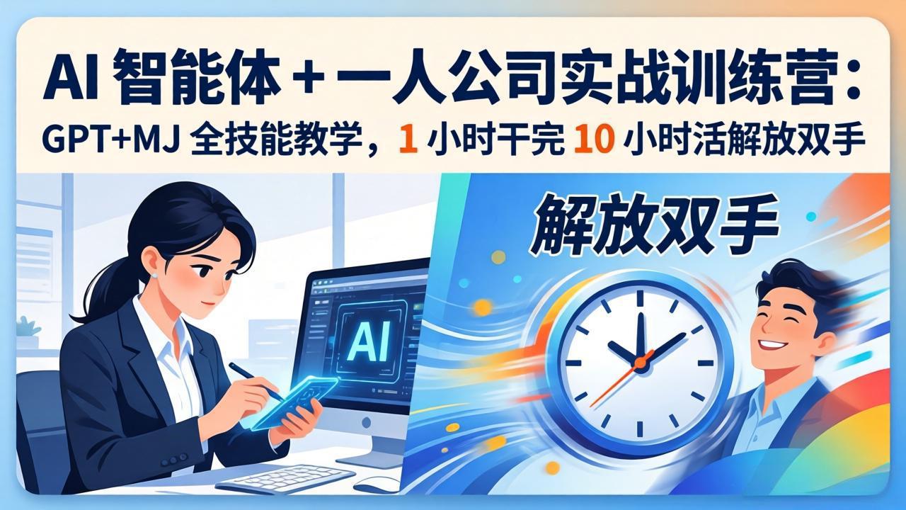 AI 智能体 + 一人公司实战训练营：GPT+MJ 全技能教学，1 小时干完 10 小时活解放双手-课程网