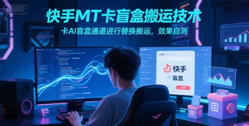 快手MT卡盲盒搬运技术，卡AI盲盒通道进行替换搬运，效果自测-课程网