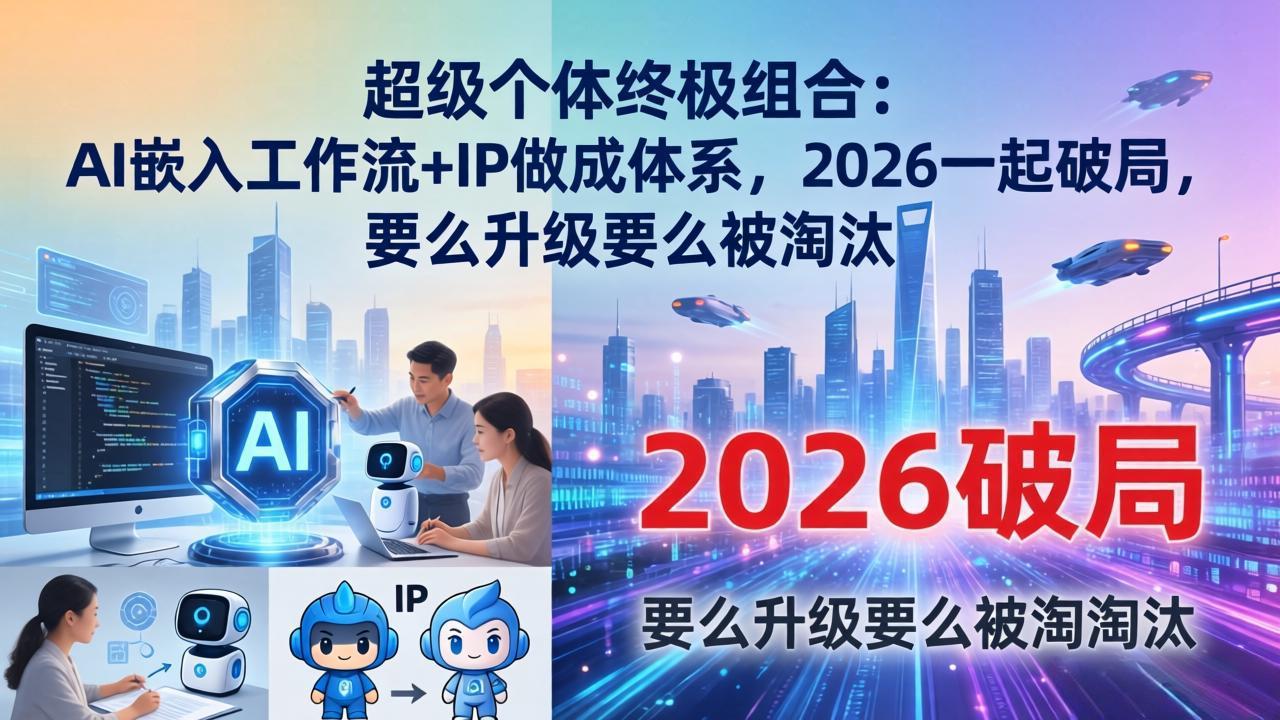 超级个体终极组合：AI嵌入工作流+IP做成体系，2026一起破局，要么升级要么被淘汰-课程网