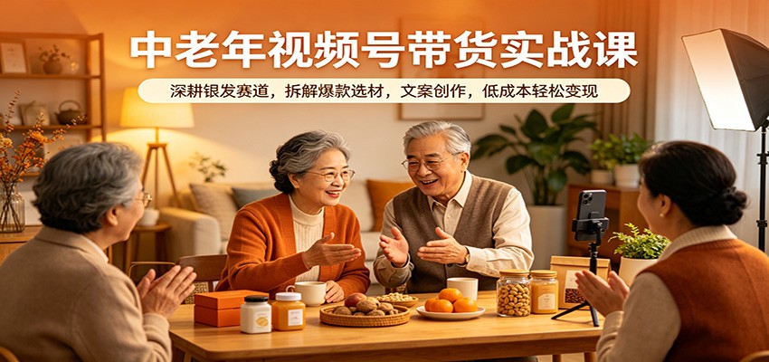 中老年视频号带货实战课：深耕银发赛道，拆解爆款选材，文案创作，低成本轻松变现-课程网