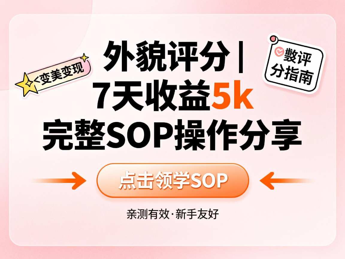 小红书做外貌评分，7天收益5k，完整SOP操作分享-课程网
