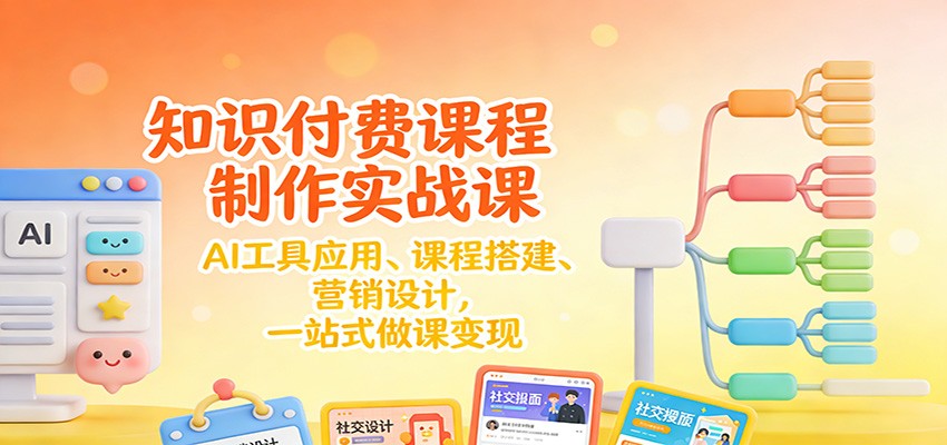 知识付费课程制作实战课：AI工具应用 、课程搭建、营销设计，一站式做课变现-课程网