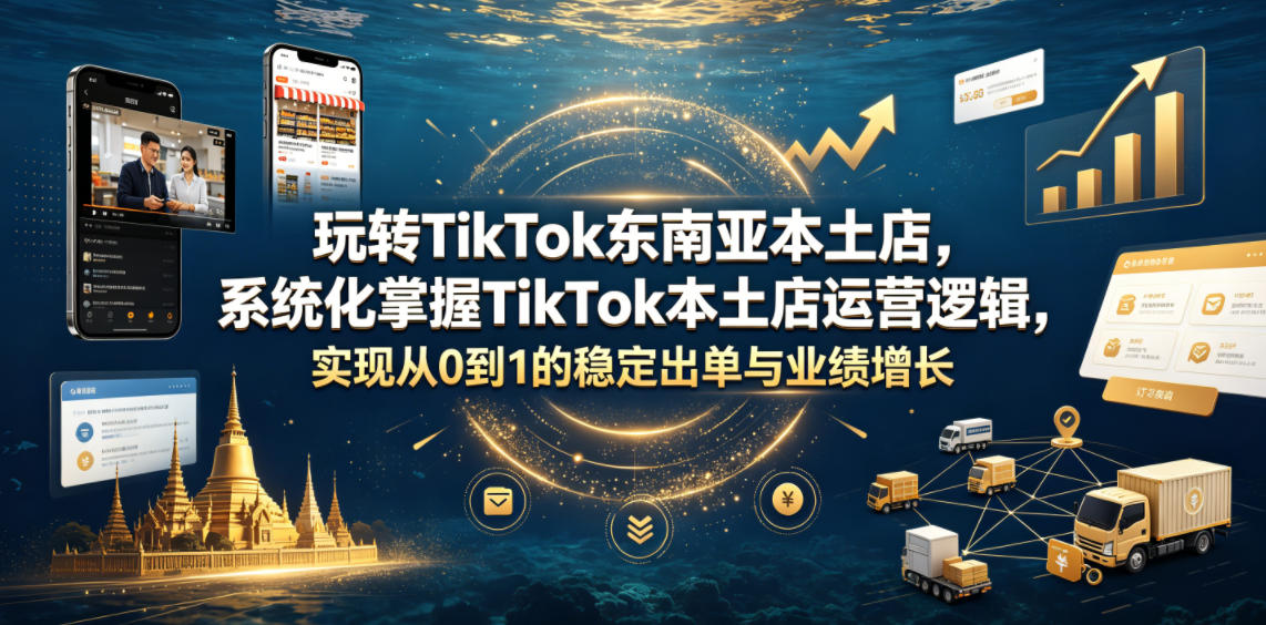 玩转TikTok东南亚本土店，系统化掌握TikTok本土店运营逻辑，实现从0到1的稳定出单与业绩增长-课程网