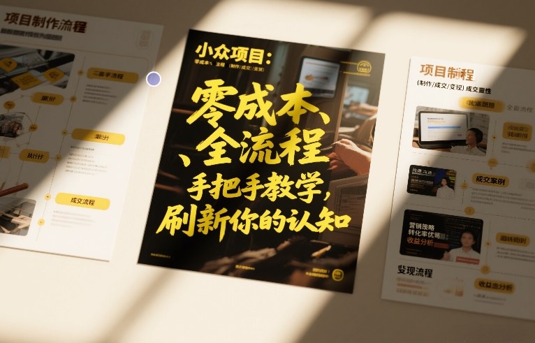 小众项目：零成本、全流程（制作-成交-变现）手把手教学，刷新你的认知-课程网