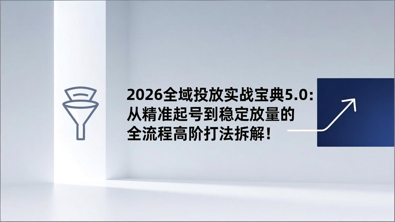 2026全域投放实战宝典5.0：从精准起号到稳定放量的全流程高阶打法拆解！-课程网